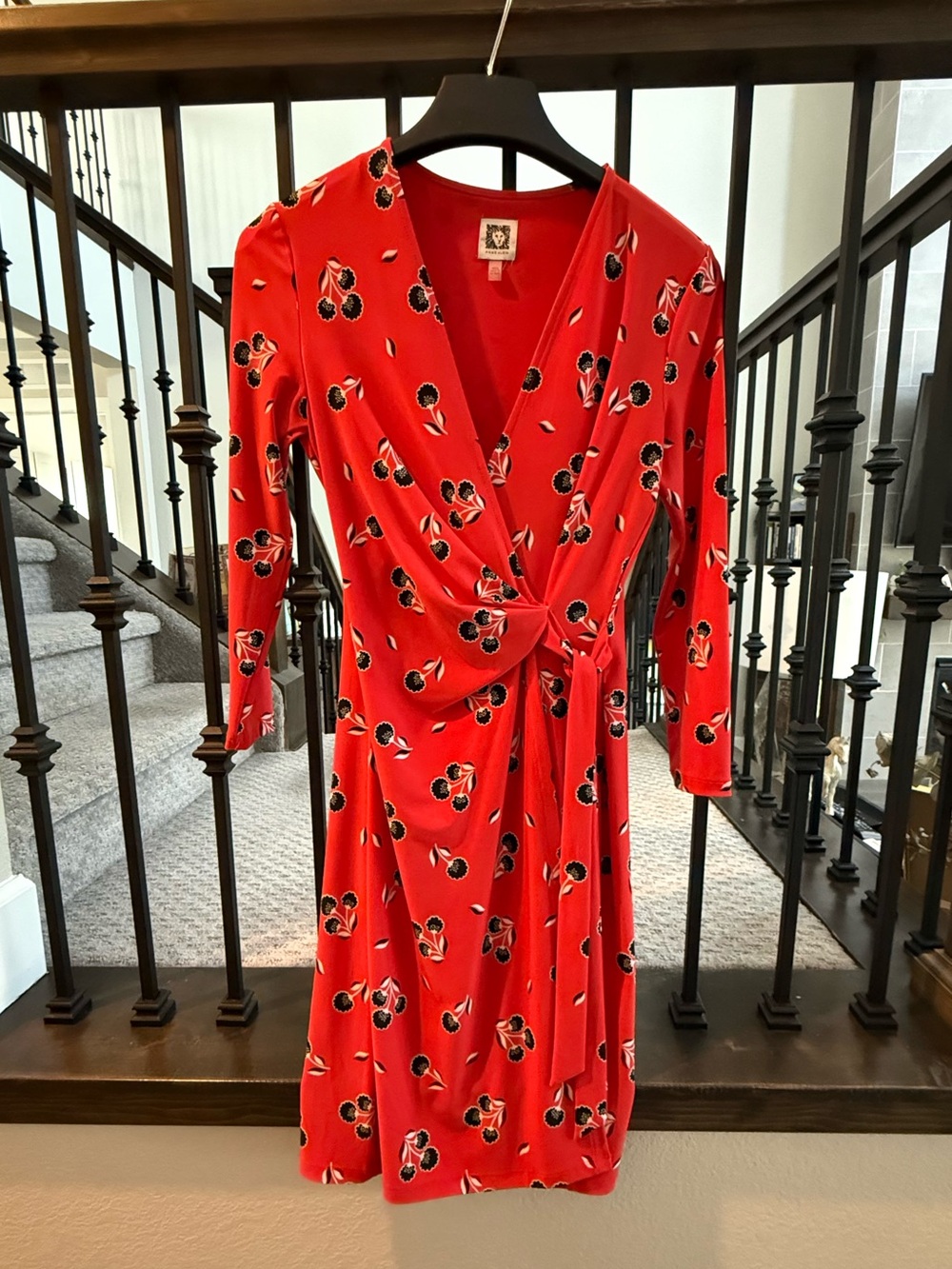 Anne Klein XXS Wrap Dress Gorgeous Red floral print